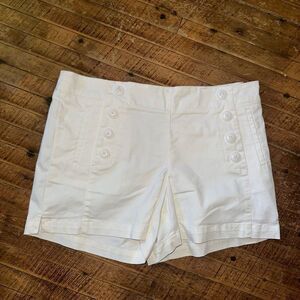 LOFT White High-Rise Button Sailor Shorts